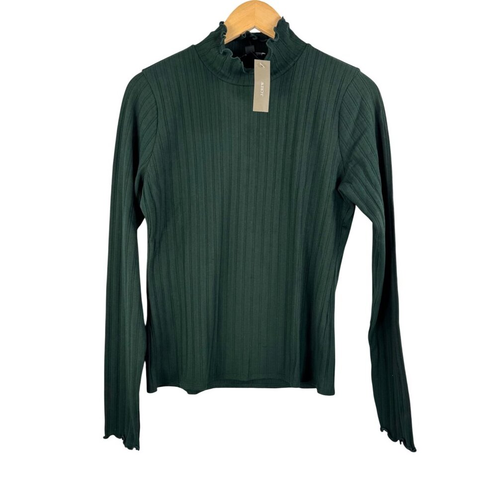 J.crew Pointelle Knit Turtleneck For Women Green 90s ribbed sz‎ M